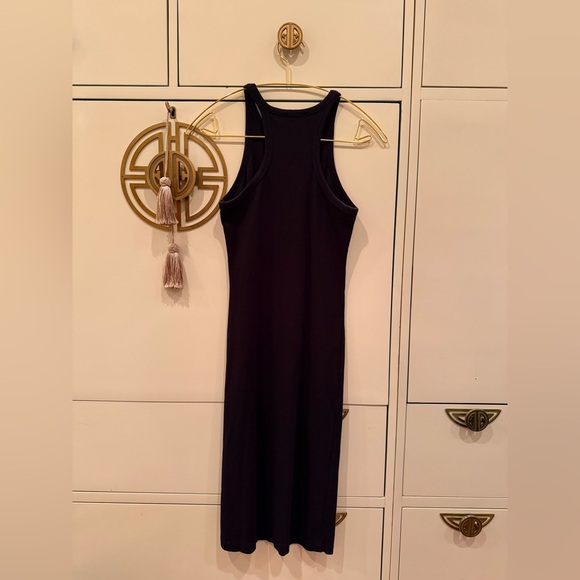 Zara Tank Dress Women S Black Ribbed Knit Round Neck Textured Bodycon Sleeveless - Picture 3 of 4